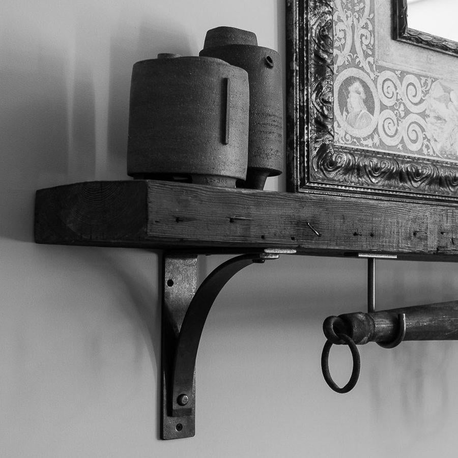 Customer image of a Station Grandé iron bracket project. Rustic, tortured finish of our our 2